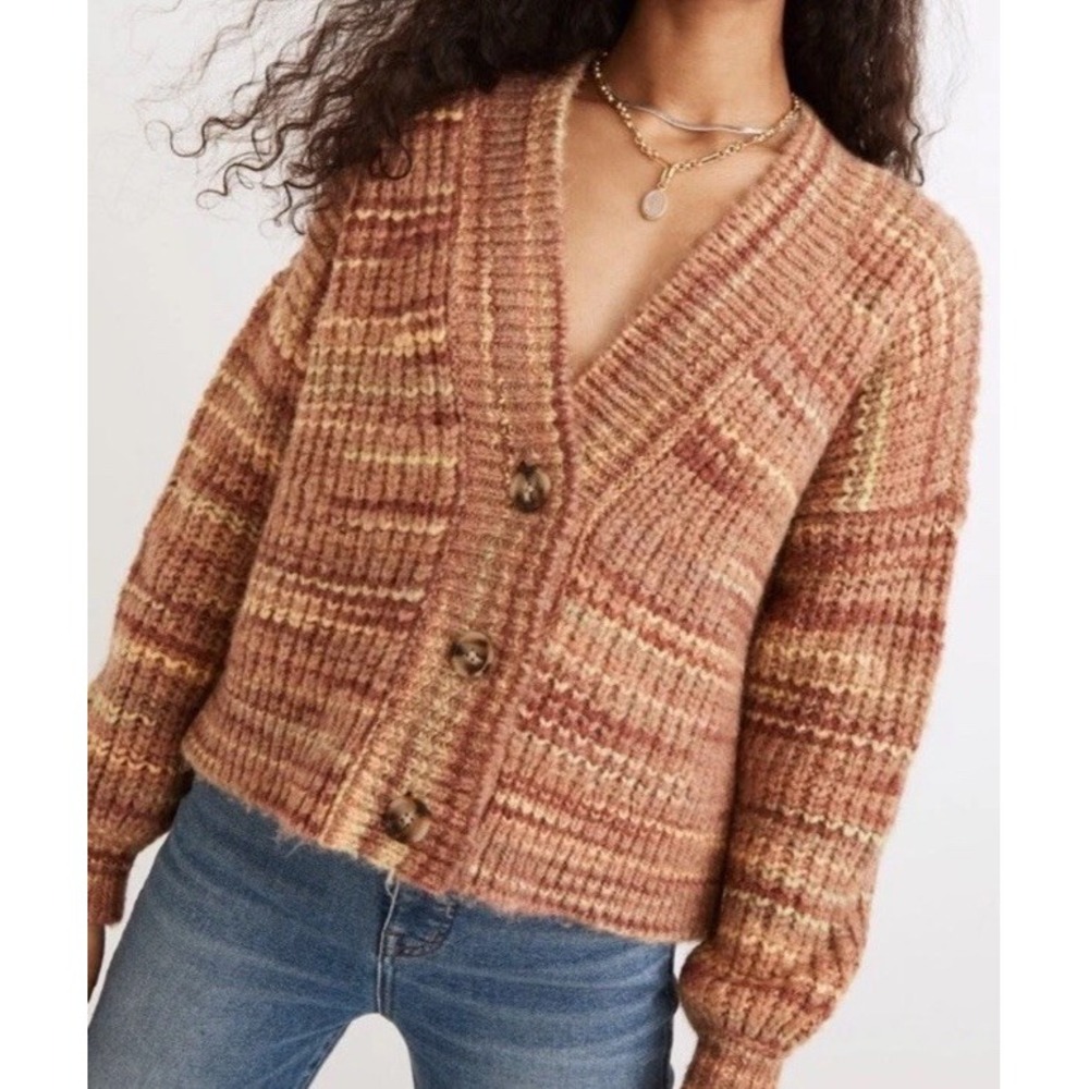 New Madewell Space-Dyed Waller Crop Cardigan Sweater Medium